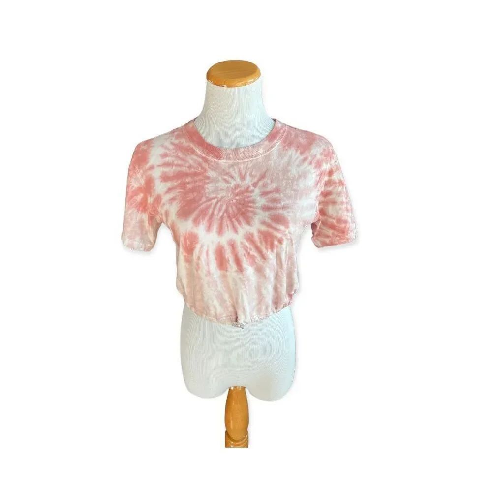 Womens Victorias Secret PINK Cropped Crop Tie Dye Tee Shirt Top - Sz